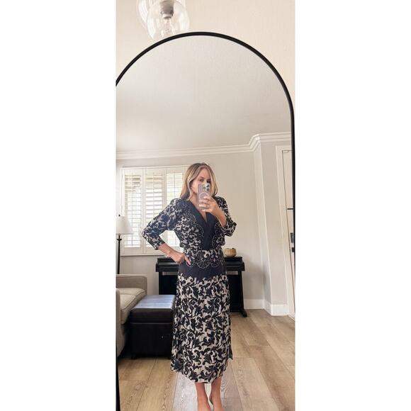 Vintage Phoebe Black and White Midi Dress Size 5/6 - Picture 6 of 7